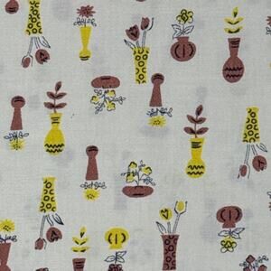 Fabric 1960s Blend Fabric Cream Vase Floral Print 160” Yardage